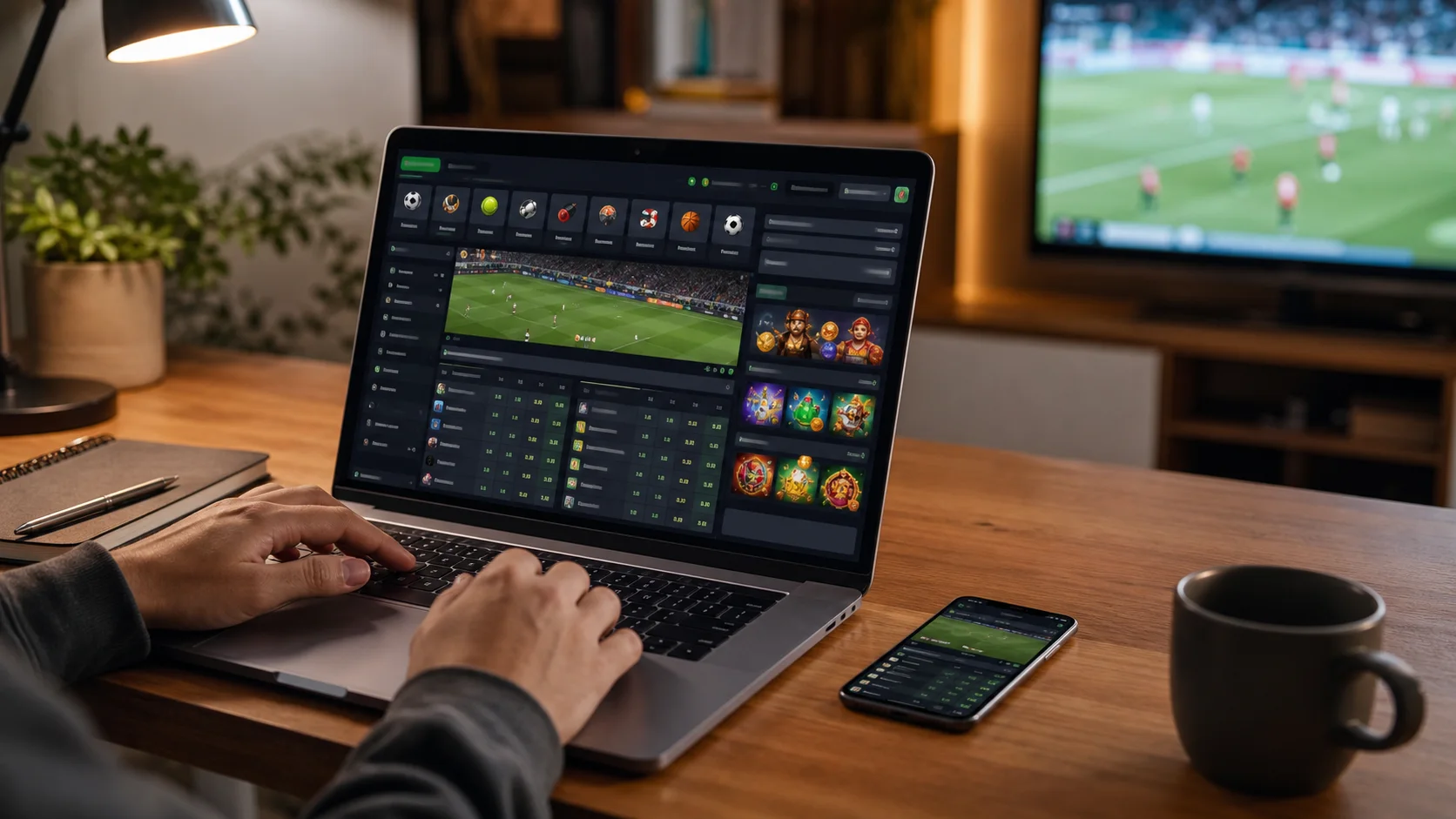 Plataforma redstag em notebook e celular com apostas esportivas e cassino online